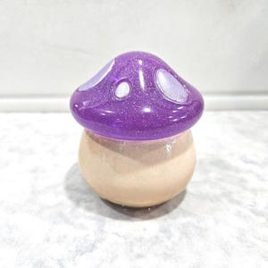 Purple Light-Up Mushroom Jar: Handmade Resin Nightlight, Stash Box