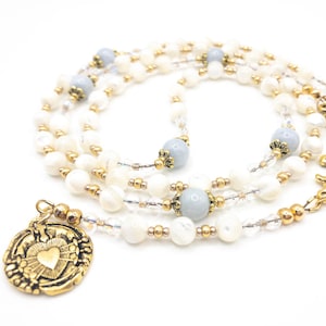SEVEN SORROWS Rosary Our Lady of Sorrows Catholic handmade Rosary 7 Sorrow of Mary Servite Rosary Chaplet  Mother Of Pearl Rosary