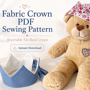 Fabric Crown Sewing Pattern | Reversible Birthday Kids Crown (PDF Download)