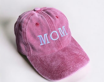 Adjustable Mom baseball hat, distressed style, casual hat for mom, mothers day gift, present for stepmom, push present, baby shower