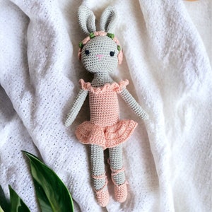 Peter Cotton Tale Rabbit Doll, Knit Doll, Gender Neutral Simple Toy Grey Bunny