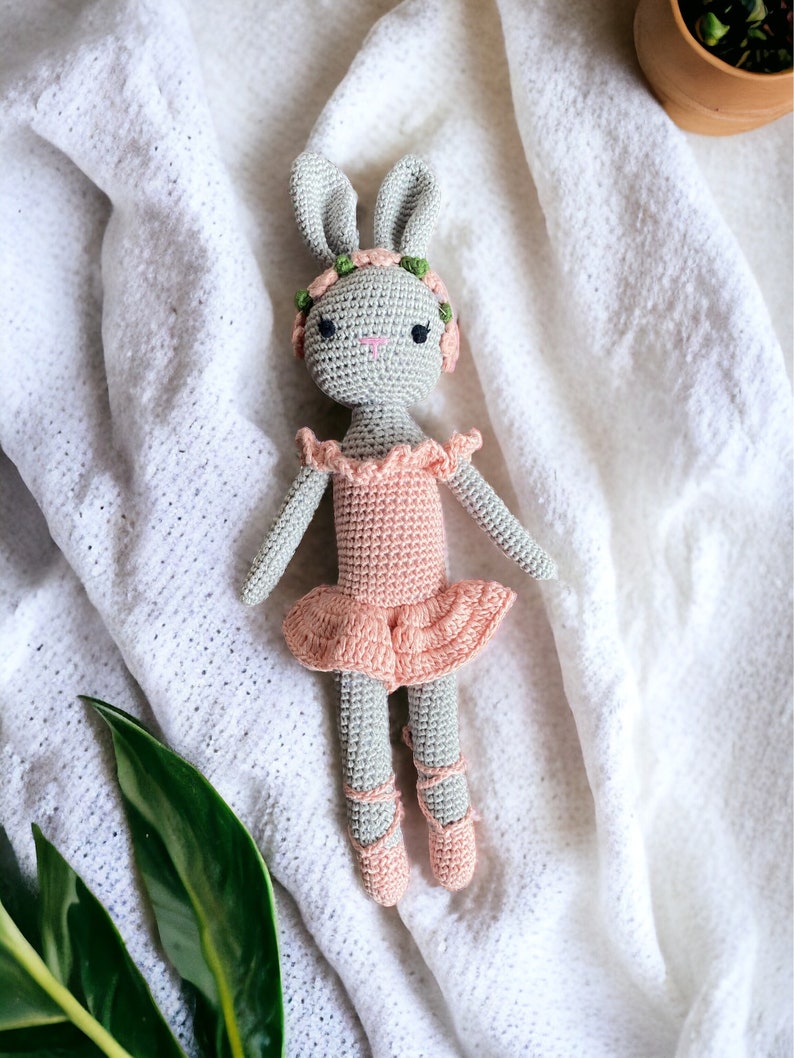 Peter Cotton Tale Rabbit Doll, Knit Doll, Gender Neutral Simple Toy Grey Bunny