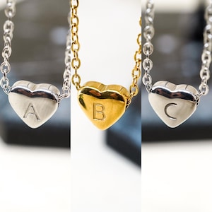 Collar personalizado elegante chapado en oro de 18 k y plata con letra inicial en forma de corazón y colgante, regalo de cumpleaños para novia, minimalista Y2k
