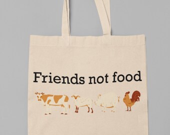 Tote Shopper Fashion Bag Vegetarian Vegan Animal Rights Eat Fruit Not Friends 