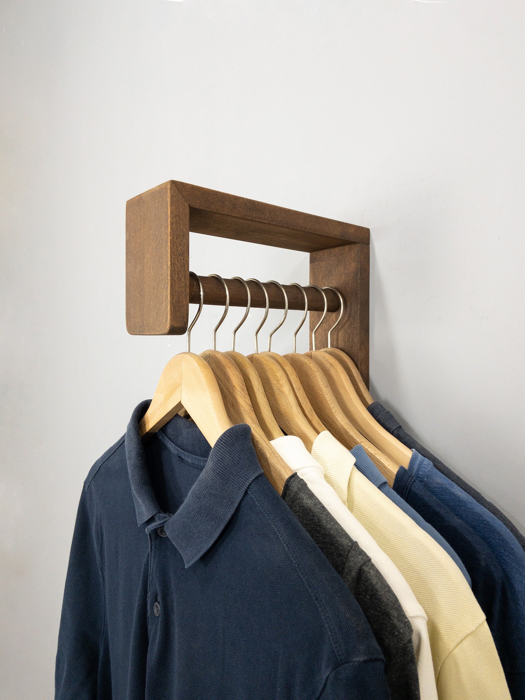Wood Flat Shirt/Dress Hanger Walnut/Brass Hardware (Box of 100)