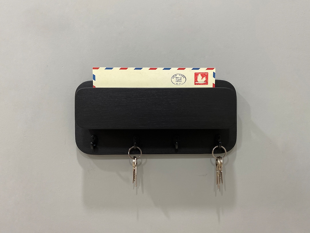 Key Holder for Wall Black Key Holder Mail and Key Holder Etsy