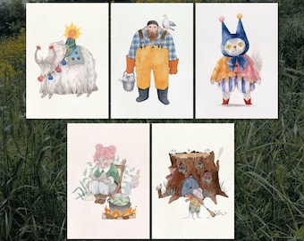Ensemble de cartes postales à l'effigie de personnages fantaisistes * Également disponibles à l'unité *