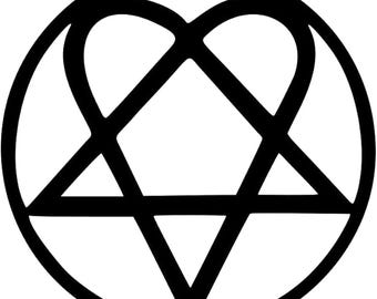 Heartagram HIM Wasserdichter Vinyl-Aufkleber für Auto, Fenster, Laptop, Handy, weiß, 5 Zoll