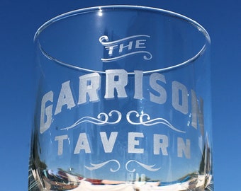 Peaky Blinders Inspired The Garrison Tavern Etched 305ml Whiskey Glass Permanently Etched into the glass, Quality Hand Engraved Glass