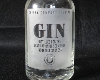 Peaky Blinders Inspired Shelby Company Ltd Gin Etched 700ml Glass Bottle permanently engraved into the glass, Quality Hand Engraved Glass