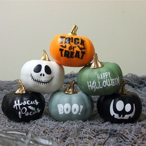 Halloween Little Pumpkins - Halloween Decoration - Autumn Decor - Orange, White, Green, Grey, Black Pumpkins - Trick ot Treat Pumpkin