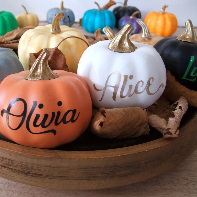 Personalised Little Pumpkins Halloween Decoration Autumn Decor Orange, White, Green, Grey, Black Pumpkins Custom Name Pumpkin image 3