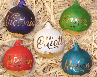 Personalised Christmas Baubles, First Christmas Gift, Tree Decoration, Custom Name Decoration, Handmade Christmas Decoration, Ceramic Bauble