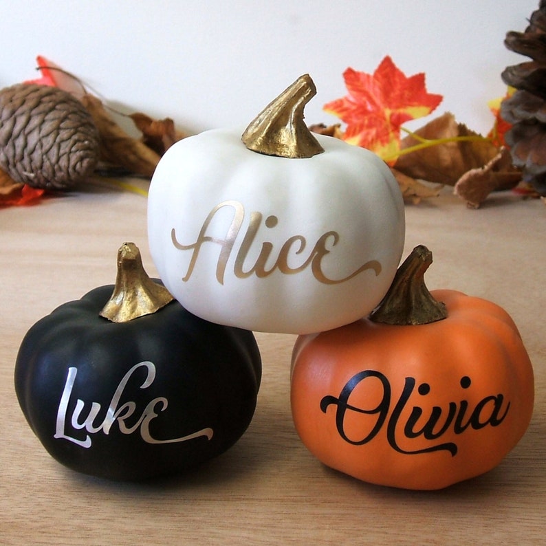 Personalised Little Pumpkins Halloween Decoration Autumn Decor Orange, White, Green, Grey, Black Pumpkins Custom Name Pumpkin image 10