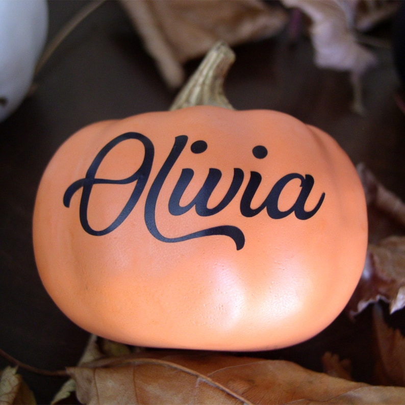 Personalised Little Pumpkins Halloween Decoration Autumn Decor Orange, White, Green, Grey, Black Pumpkins Custom Name Pumpkin image 4