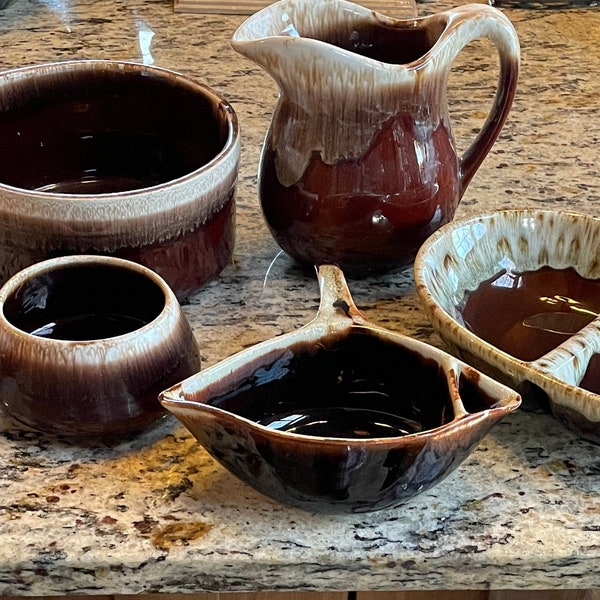 Canonsburg McCoy USA Canonsburg Brown Drip Stoneware Pottery Dining Pieces