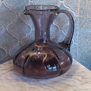 ART GLASS Hand Blown Amethyst Pitcher