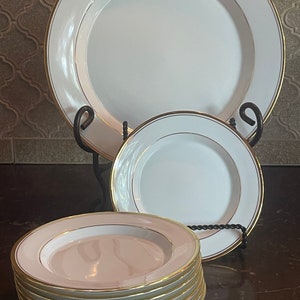 Dansk Concerto Gold Dessert Set - Large Serving/Chop Platter and 8 Dessert Plates Vintage