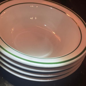 Buffalo China Green Stripe on White Ironstone Restaurant-ware Cereal Bowls