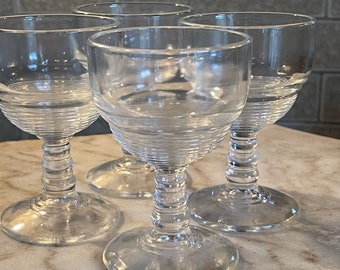 Vintage Anchor Hocking Manhattan Pattern Art Deco Cordial Glasses