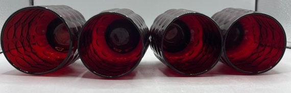 Anchor Hocking (Set 6) Royal Ruby Red Bubble Patt… - image 4