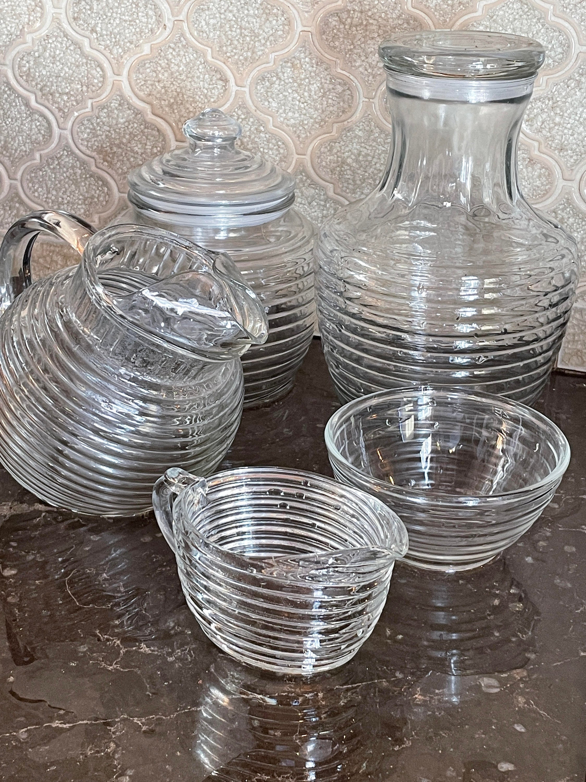 Vintage Manhattan Depression Beehive Glass by Anchor Hocking 19381943