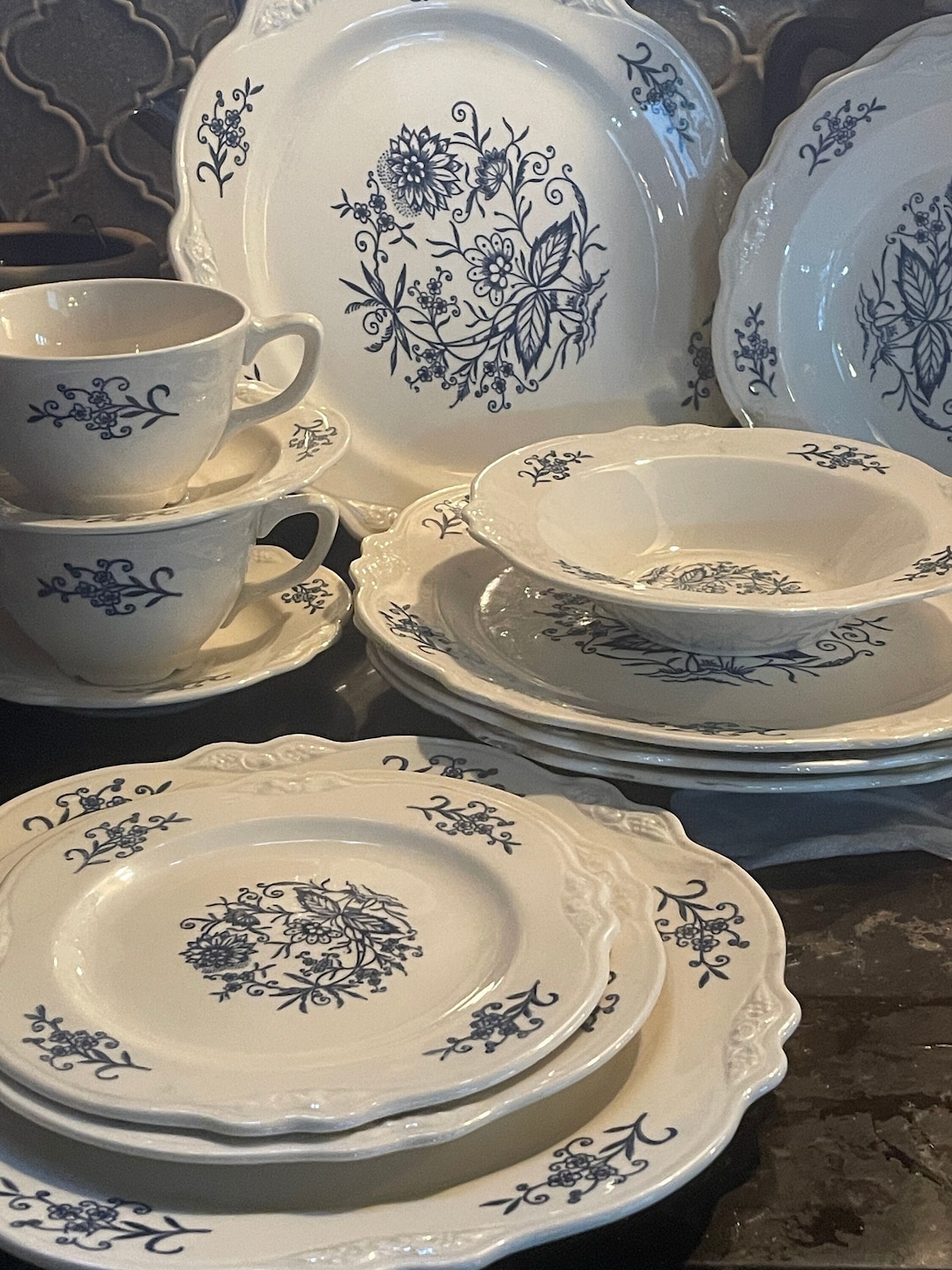 Homer Laughlin Dresden Imperial Blue Dresden Dinnerware