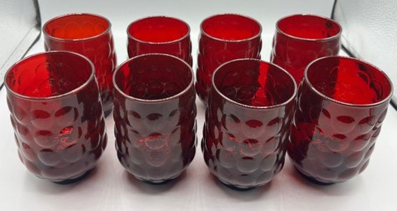 Anchor Hocking (Set 6) Royal Ruby Red Bubble Patt… - image 1