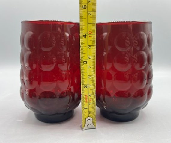 Anchor Hocking (Set 6) Royal Ruby Red Bubble Patt… - image 3