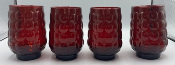 Anchor Hocking (Set 6) Royal Ruby Red Bubble Patt… - image 2