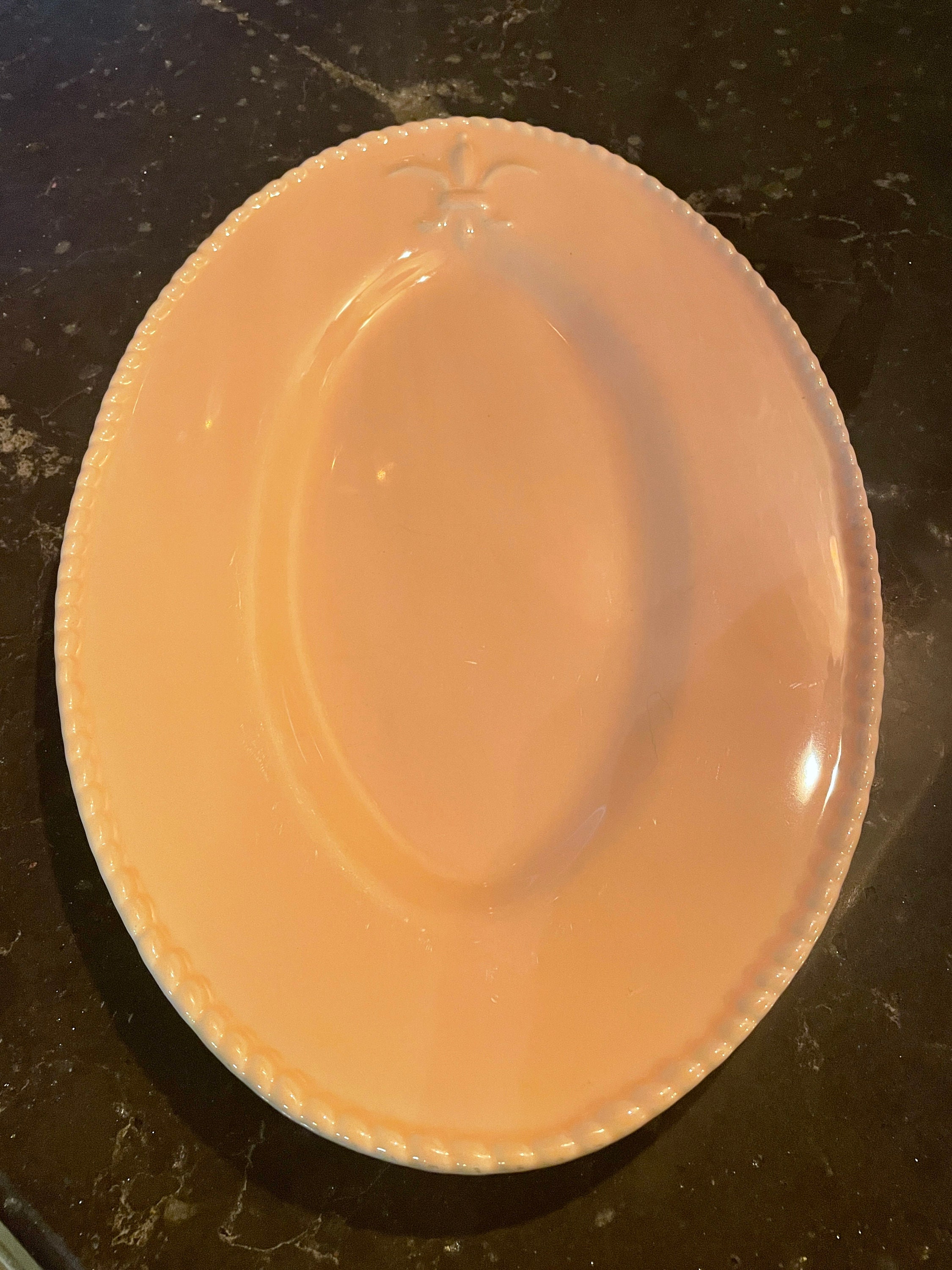 Bordallo Pinheiro Fleur De Lis Oval Platter Pastel Pink Made in Potugal Etsy