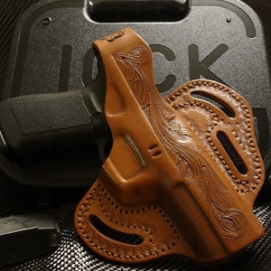 Hand Tooled Leather Holster for Glock G17,G19,G22,G23,G31