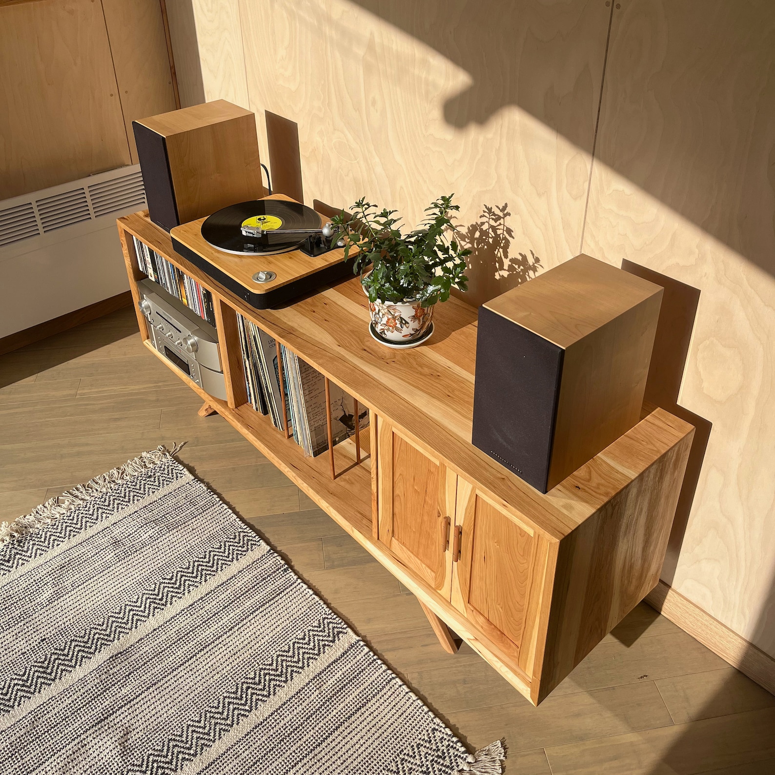 Bespoke Mid-century Record Player Cabinet, Vinyl & Media Storage. Solid ...