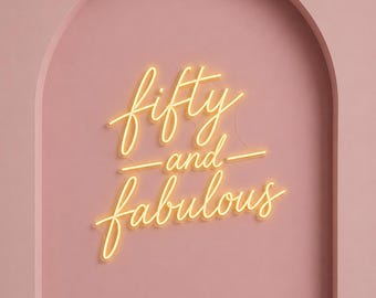 Fifty en led-neonreclame: achtergrond verjaardagsfeestje, decor evenement