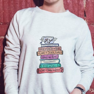 ACOTAR Crescent City books BookTok Hand Drawn Sarah J Maas Licensed Court of Thorns and Roses ACOMAF ACOWAR   Unisex Crewneck Sweatshirt