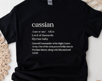ACOTAR Cassian Dictionary Illyrian Warrior of the Night Court Black T-shirt Bookish Booktok Merch Velaris Unisex Oversized Crewneck Tee