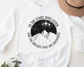 ACOTAR Velaris Rhysand Feyre White Sweatshirt Unisex Crewneck To the stars who listen, Bookish BOOKTOK Sweater, Velaris, Night Court