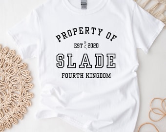 Plated Prisoner Property of Slade Collegiate White T-Shirt Commander Rip Merch Classic Unisex Crewneck Tshirt