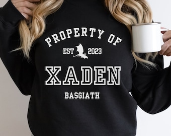 Fourth Wing Xaden Riorson Property Of Collegiate Sweatshirt Basgiath War College Merch Classic Unisex Crewneck Sweatshirt