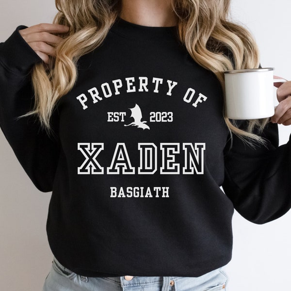 Fourth Wing Xaden Riorson Property Of Collegiate Sweatshirt Basgiath War College Merch Classic Unisex Crewneck Sweatshirt