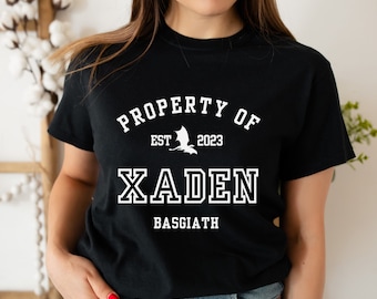 Fourth Wing Xaden Riorson Property Of Collegiate Tshirt Basgiath War College Merch Classic Unisex Crewneck T-shirt
