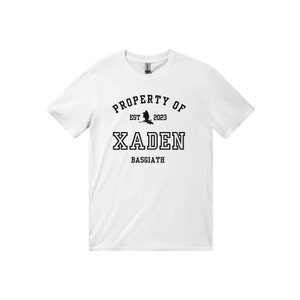 Fourth Wing Xaden Riorson Property Of Collegiate White Tshirt Basgiath War College Merch Classic Unisex Crewneck T-shirt image 4