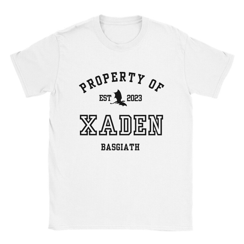 Fourth Wing Xaden Riorson Property Of Collegiate White Tshirt Basgiath War College Merch Classic Unisex Crewneck T-shirt image 3