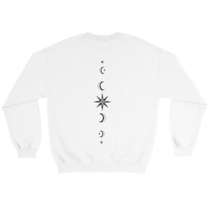 ACOTAR Feyre&#39;s Tattoo Sweatshirt, Front print Back Side Jumper, Bookish BOOKTOK Sweater, Rhysand, Velaris, Night Court Unisex White Crewneck