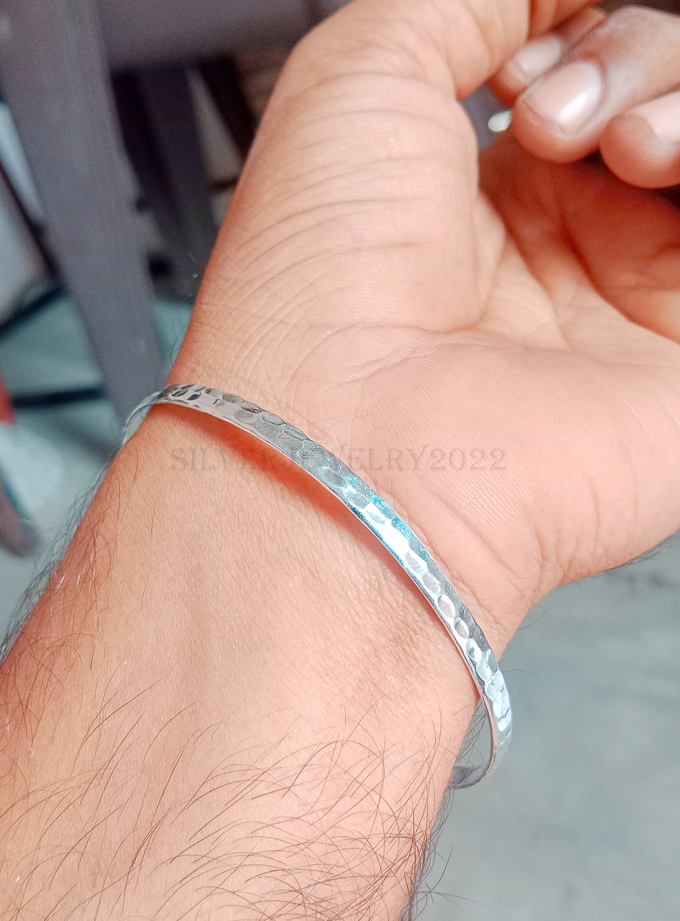 Hammered Wide Bangle Bracelets, Chunky Bracelets, Solid 925