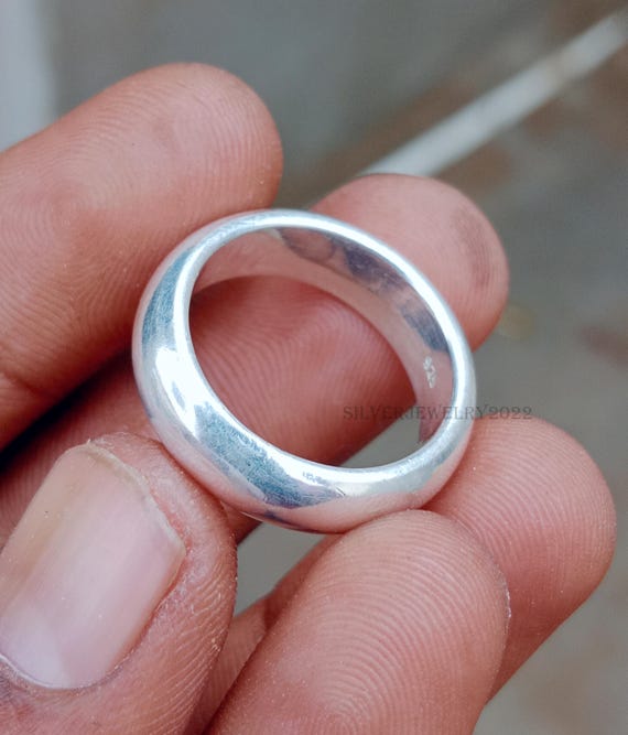 Mm Heavy Dome Band Ring, Statement Plain Wide Thick Band Ring