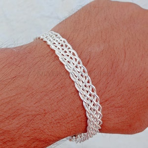 925 Sterling Silver Cuff Bracelets, Handmade Mesh Bracelets, Braided Bracelets, Chunky Cuff Bracelets, Mens and Women Stacking Bracelets