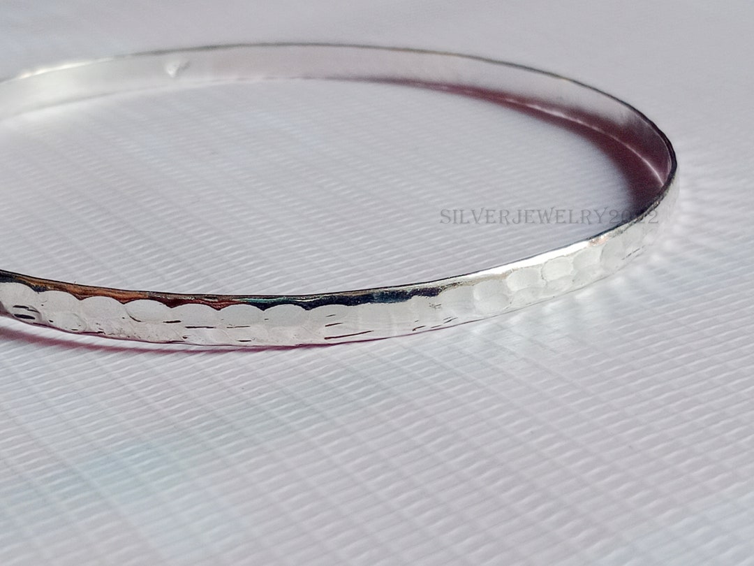 ▫️訳あり価格▫️美品Volume curve bangle Hammered Wide Bangle Bracelets, Chunky Bracelets, Solid 925