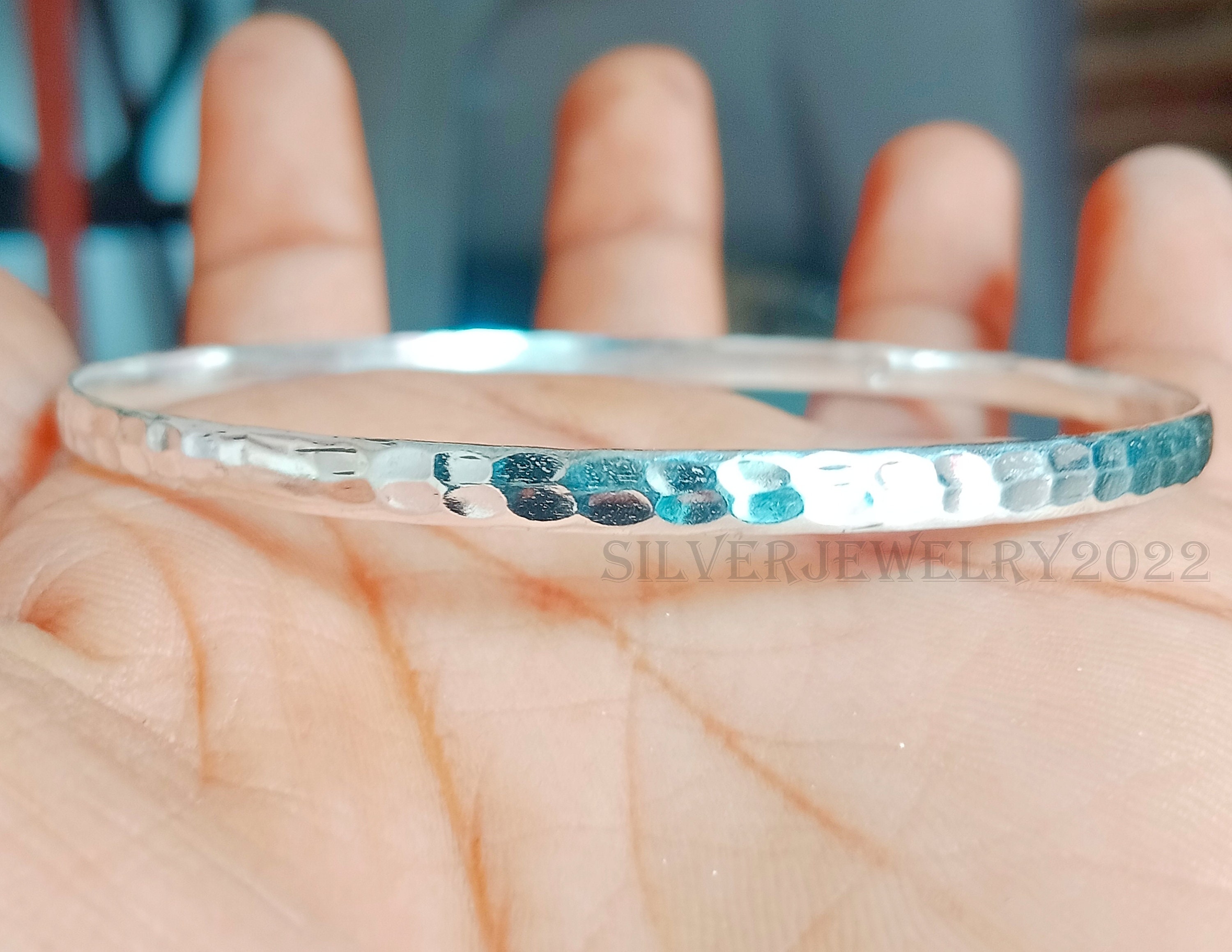 Hammered Wide Bangle Bracelets, Chunky Bracelets, Solid 925