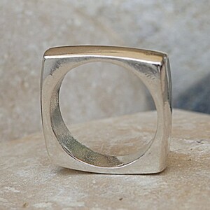 Square Band Ring. Sterling Silver Square Ring. Silver Geometric Ring. 925 Sterling Silver Ring. Silver Square Band Ring. Women's Band Ring